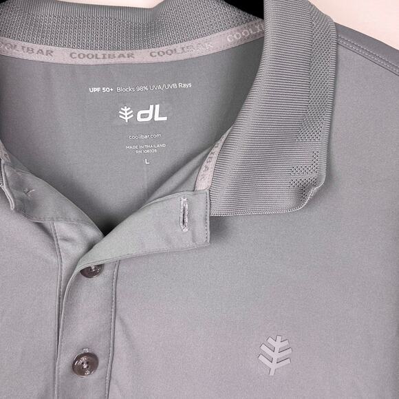 Coolibar Gray Coppitt Long Sleeve Polo Shirt L UPF 50+ UVA/UVB Protection Golf - Picture 2 of 6